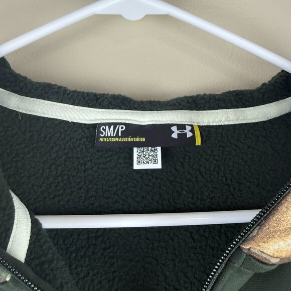 Under Armour Storm Sherpa-Lined Full-Zip Hoodie Forest Green w/ Camo Hood - Picture 5 of 7